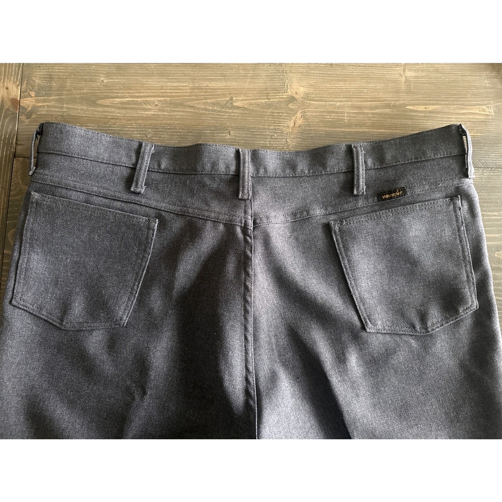 VTG Wrangler 82HY Gray Flat Front Cowboy Dress Pants Polyester Men's Size 42x30 - Picture 2 of 9